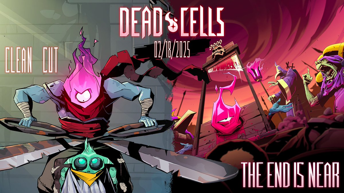 Playdigious's tweet image. Hi #DeadCells players!
The last 2 free updates of the game will be coming later than expected, but we have a release date for you!
#CleanCut and #TheEndisNear will be coming to mobile on February 18th 2025!

Until then, we advise all players to get back to training, you'll need