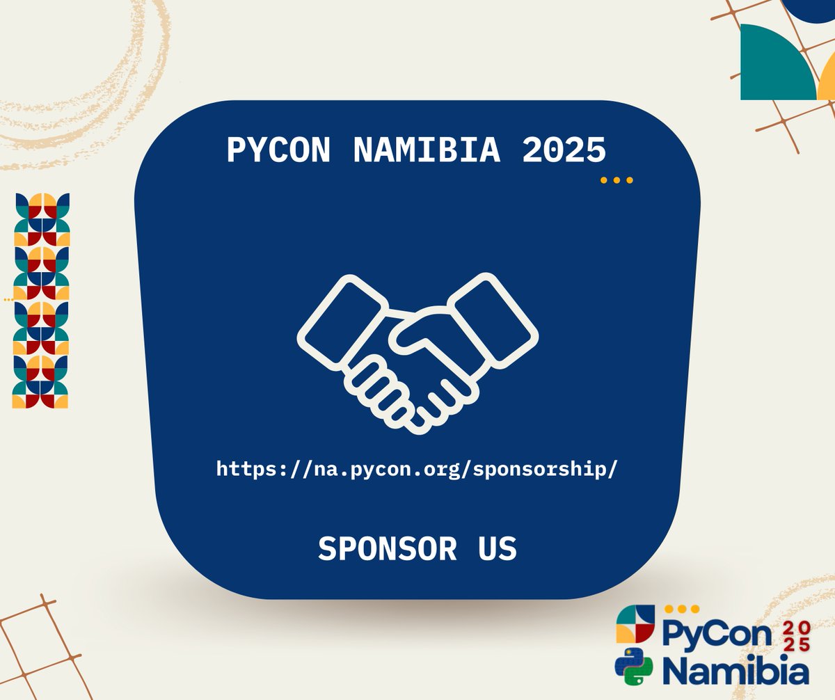 PythonNamibia's tweet image. 🚨 PyCon Namibia 2025 Needs Your Support! 🚨
Join us in making this event a success! Explore our sponsorship packages and discover how you can contribute to the growth of the tech community in Namibia.
👉 Sponsorship Packages: na.pycon.org/sponsorship/
#PyConNamibia #PyConNA25