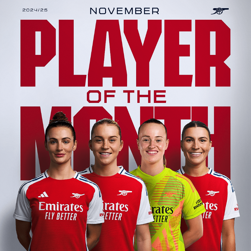 ArsenalWFC's tweet photo. Gooners, it's time to decide our Player of the Month for November… 🏆

🇺🇸 @___emilyfox
🏴󠁧󠁢󠁥󠁮󠁧󠁿 @alessiarusso7
🇳🇱 @DomselaarDaphne
🇦🇺 @stephcatley

Voting is now open! 🗳️