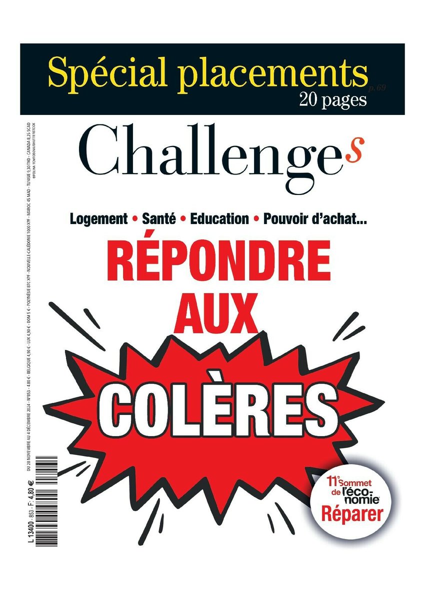 En couverture de Challenges cette semaine 📰

Entre exaspération et peur du déclassement : portrait d’une France en colère
➡️ bit.ly/3VfJwq6
Les dessous de l’incroyable déferlante de la plateforme chinoise Temu
➡️ bit.ly/3Zqb12t

📌 abo.challenges.fr