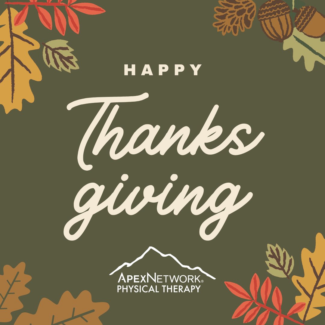 ApexNetworkFran's tweet photo. 🦃 Happy Thanksgiving! 🍁

We are grateful for our patients, team members, and the communities we serve. Wishing you all a day full of gratitude, family, and delicious food. Stay active and healthy this holiday season!

#HappyThanksgiving #Grateful #ApexNetworkPhysicalTherapy https://t.co/pIsosyeuvS