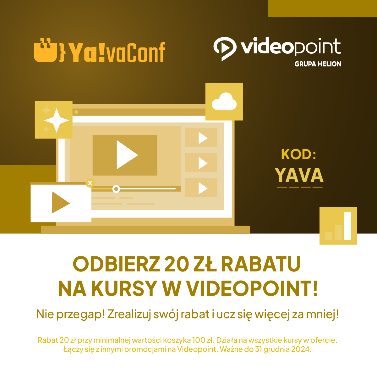 Nasz Partner Medialny - @VideopointP ma dla Was 20 zł rabatu na kursy!

✔️ Rabat 20 zł przy minimalnej wartości koszyka 100 zł
✔️ Działa na wszystkie kursy w naszej ofercie
✔️ Łączy się z innymi promocjami na Videopoint
✔️ Ważne do 31/12/2024

Kod: YAVA
--
videopoint.pl