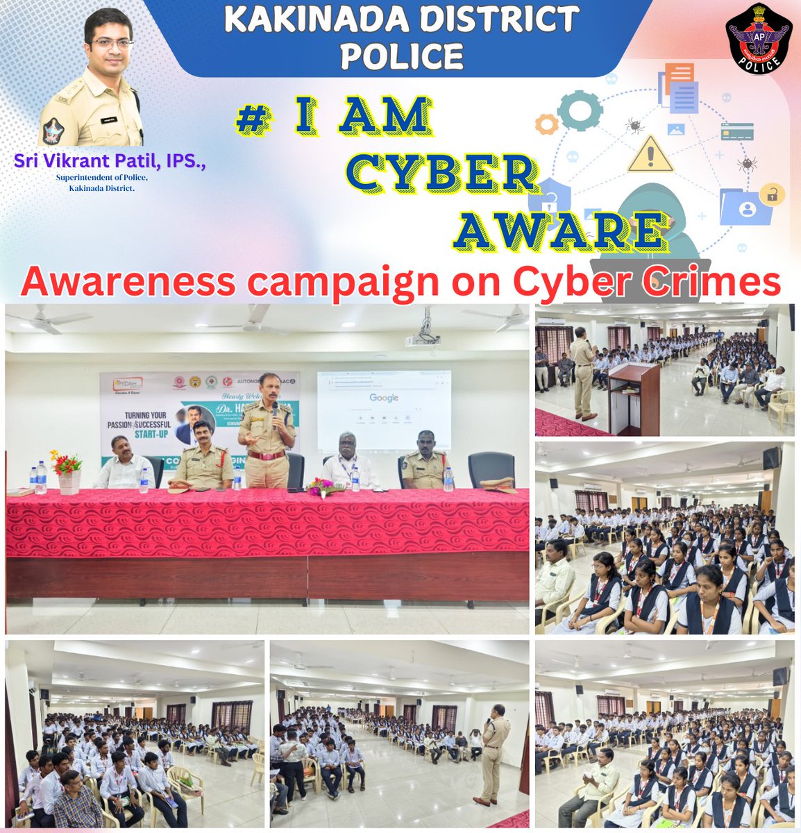 KAKINADAPOLICE's tweet photo. #iamcyberaware @APPOLICE100 #wecareforyou #westandforyou #kakinadapolice #yoursafetyisourpriority #pithapuram #appolice #ourkakianda #cybercrime #besmart #becybersmart
@APPOLICE
#APPOLICE100
@appolicetv
@dsbkkd https://t.co/oKpNClRldp