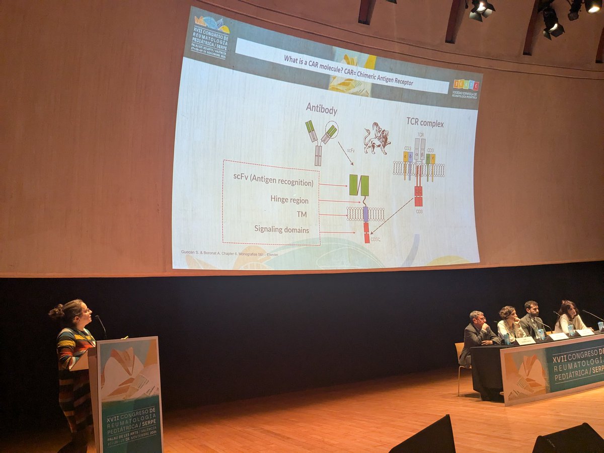 ser_erna's tweet image. Mesa dedicada a Terapia CAR-T en #serpe2024. Técnica, qué comporta, qué esperar y la Dra Alcobendas nos explica si experiencia con un caso pediátrico de #DMJ MDA5 con buena evolución tras recibir CAR-T