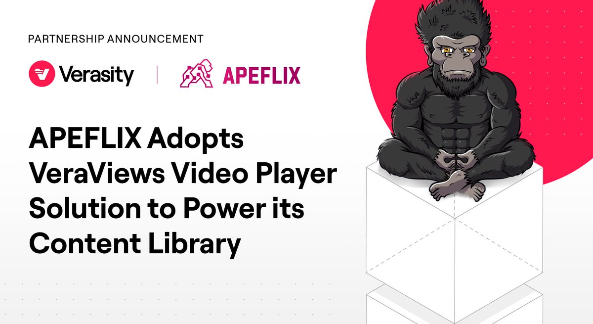 Verasity (2025 ⏩) (@verasitytech) on Twitter photo We’re thrilled to announce a partnership with <a href="/ApeflixOfficial/">APEFLIX 🍿 Stream - 💸 Earn - 🎥 Repeat</a>, the first-ever streaming app on Telegram that merges meme culture, gaming, rewards and films 🦍
Serving more than 150k users, APEFLIX will upgrade its existing video infrastructure by adopting the #VeraViews Video We’re thrilled to announce a partnership with <a href="/ApeflixOfficial/">APEFLIX 🍿 Stream - 💸 Earn - 🎥 Repeat</a>, the first-ever streaming app on Telegram that merges meme culture, gaming, rewards and films 🦍
Serving more than 150k users, APEFLIX will upgrade its existing video infrastructure by adopting the #VeraViews Video