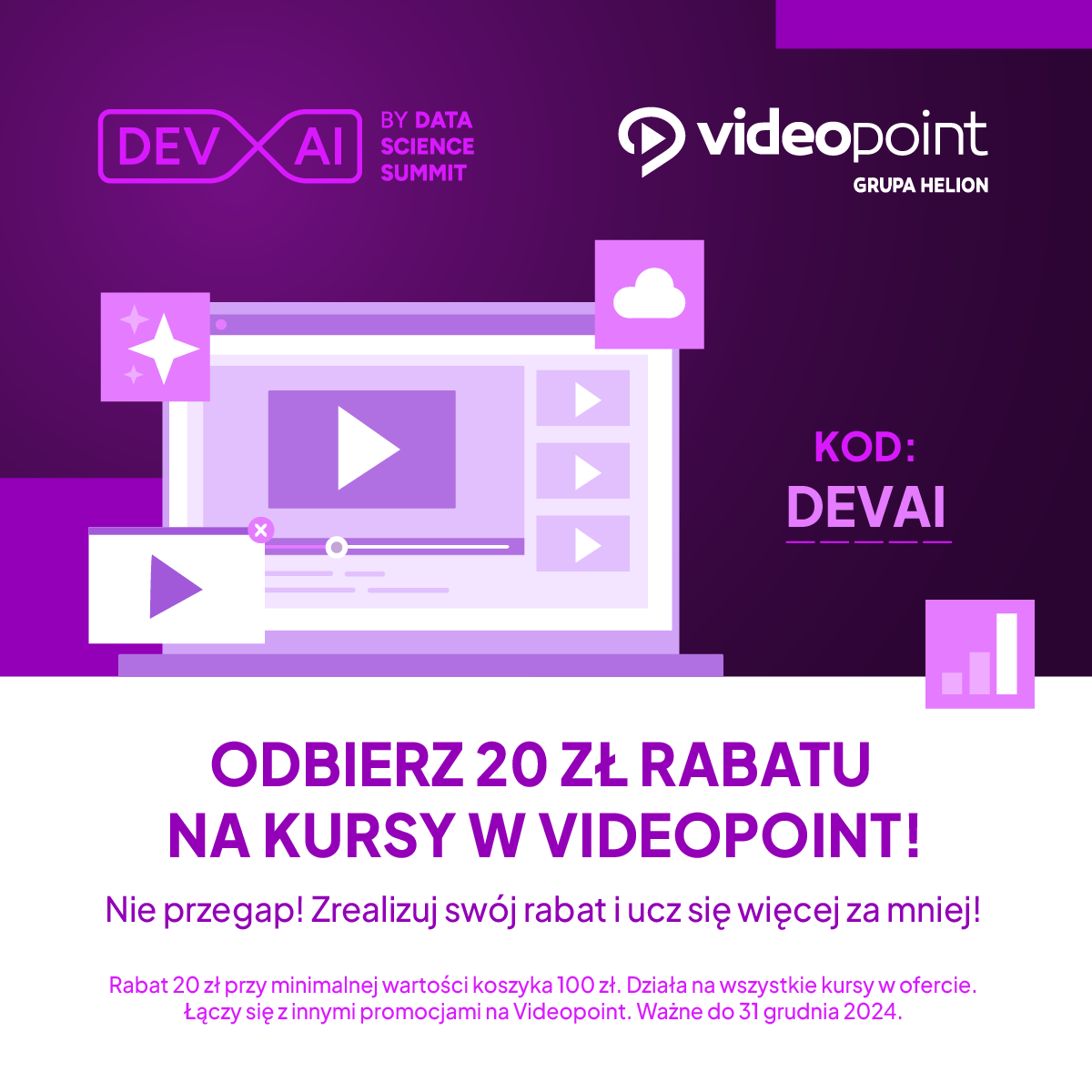 Nasz Partner Medialny - Videopoint.pl ma dla Was 20 zł rabatu na kursy!

✔️ Rabat 20 zł przy minimalnej wartości koszyka 100 zł
✔️ Działa na wszystkie kursy w naszej ofercie
✔️ Łączy się z innymi promocjami 
✔️ Ważne do 31/12/2024

Kod: DEVAI
--
videopoint.pl