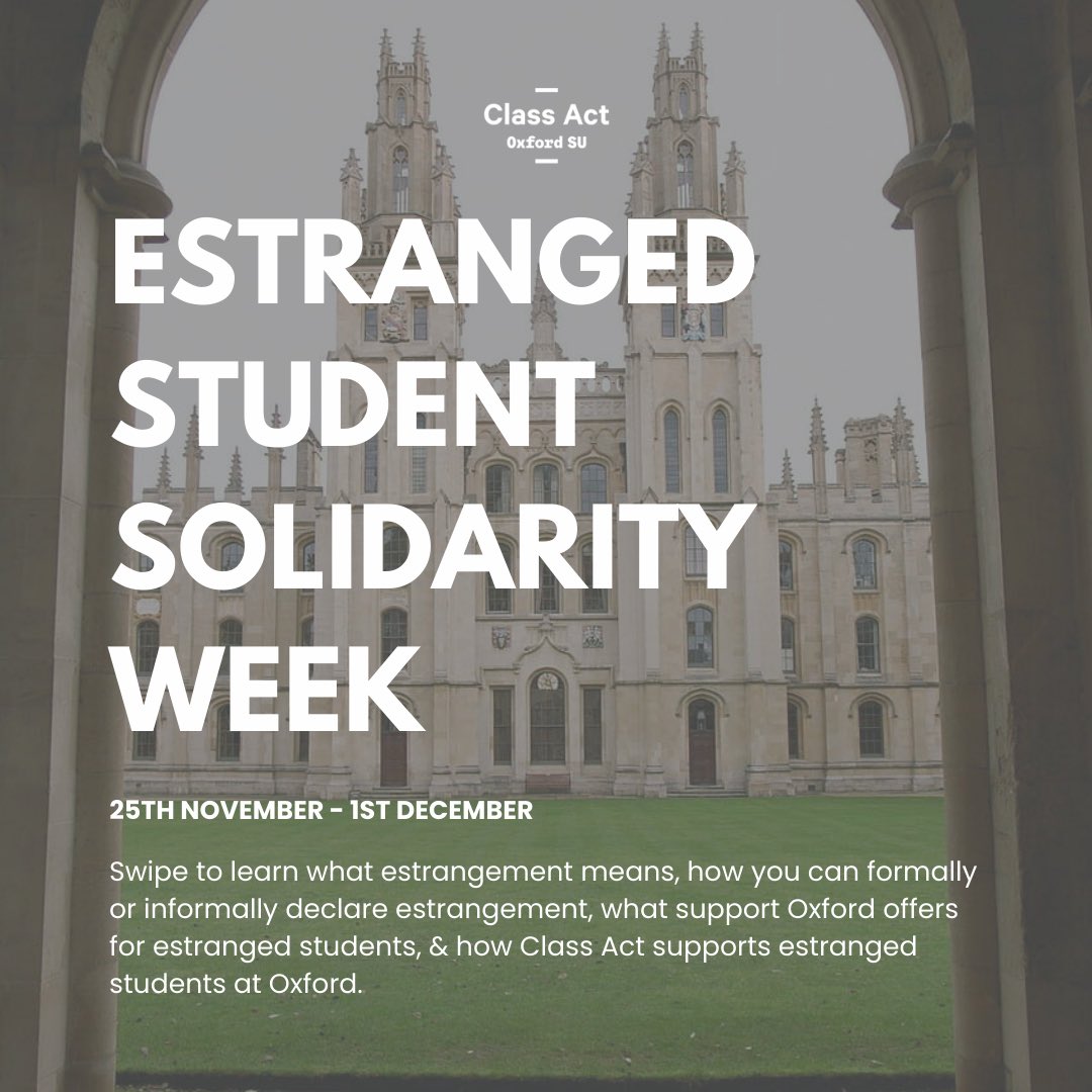 Incredibly grateful for Oxford &amp; our Students' Union's support in recognising Estranged Student Solidarity Week! 

We have created an informative guide to explain what estrangement is &amp; the support available at Oxford 👇#ESSW2024 #EstrangedStudents 

oxfordsu.org/resourcehandle…
