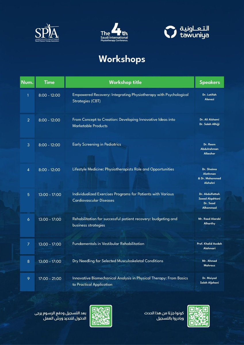 سأتشرف بتقديم ورشة عمل في مؤتمر العلاج الطبيعي الرابع في الرياض 🇸🇦💚 من تنظيم الجمعية السعودية للعلاج الطبيعي يوم السبت 
الموافق ٣٠ نوفمبر في فندق ال JW Marriot  الرياض. تفاصيل الورشة بالصور المرفقة  
<a href="/K_University/">جامعة الكويت Kuwait University</a> <a href="/fahs_kuniv/">كلية العلوم الطبية المساعدة</a>
#Kuwait_University
#SPTA24 
#KSA
#PhysicalTherpay