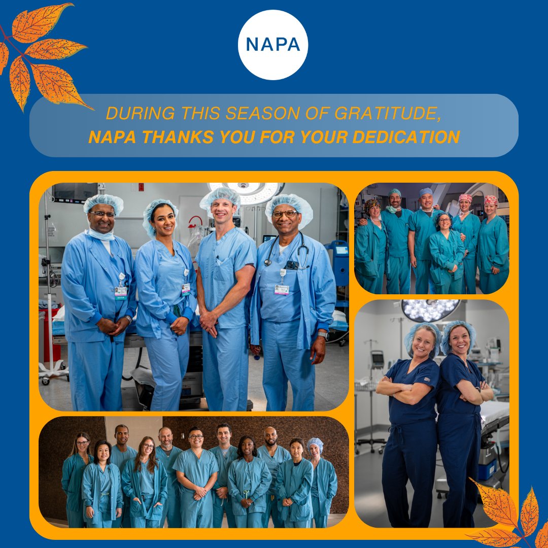 In this season of gratitude, we thank all NAPA clinicians for their extraordinary dedication to providing exceptional care every day. To those working today, we’re especially grateful for the compassion and support you bring to our patients and partners.  #ThankYouClinicians