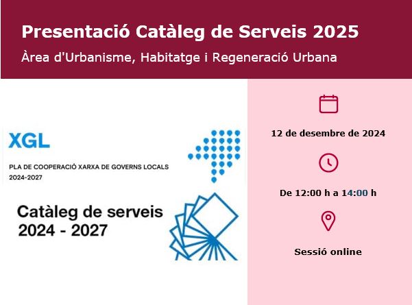 El #plediba ha aprovat el Catàleg de Serveis 2025
catalegdeserveis-cercador.diba.cat

El 12 de desembre oferim una sessió per explicar les novetats en el suport a la regeneració urbana, l'urbanisme, l'habitatge, la regulació de les activitats i la protecció civil

✏️bit.ly/inscriu-t-hi