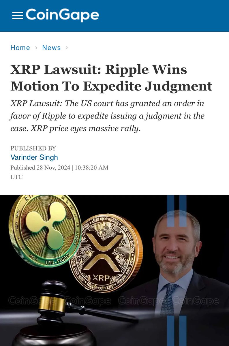 XRPXLMVERSE's tweet photo. “The court has granted the motion to amend the order pertaining to judgment and stay in the XRP lawsuit, as per the latest California district court filing. Both parties submitted a proposed order to the court, agreeing that there was no reason to delay judgment as class claims were resolved.”