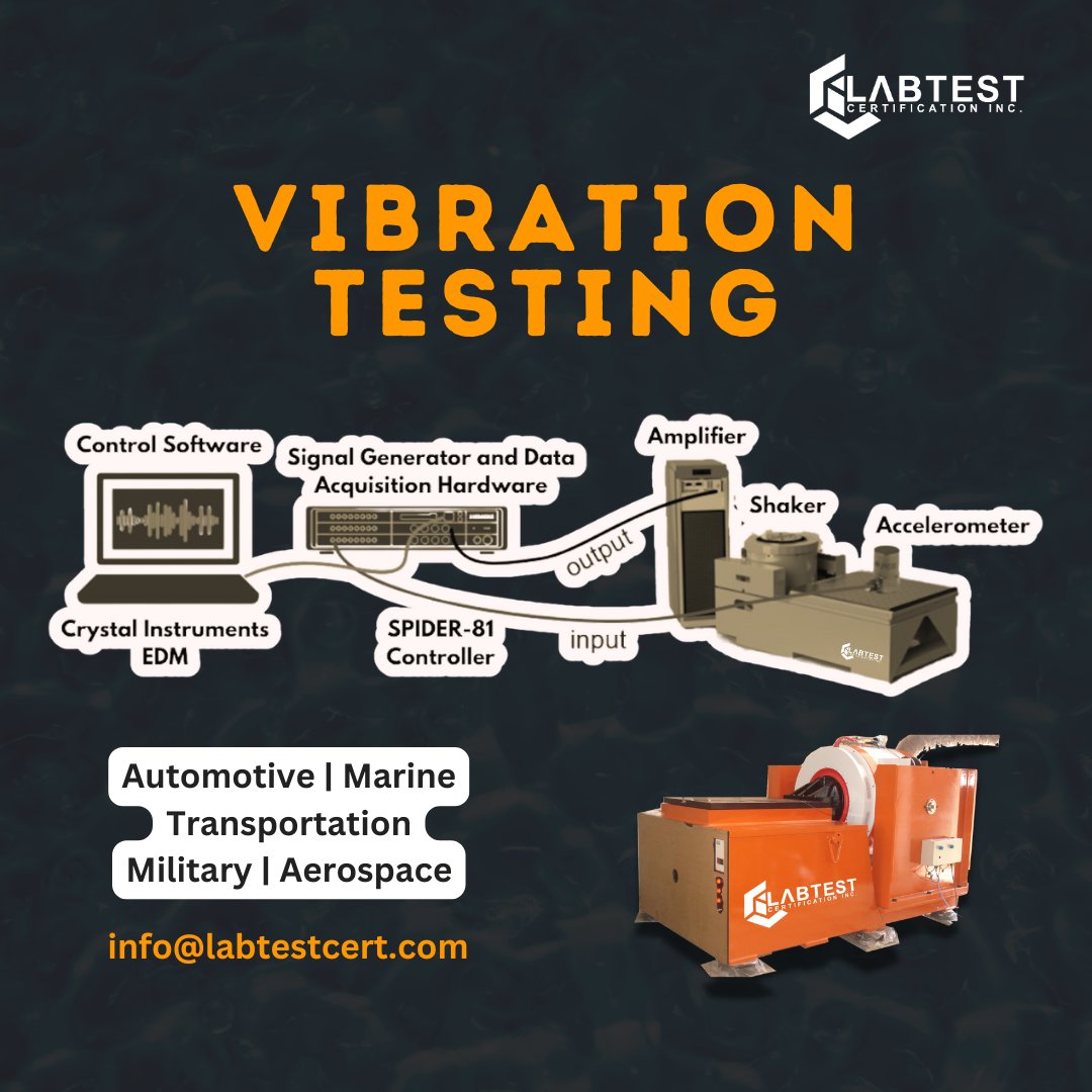 LabTestCert's tweet image. Ever wondered how #VibrationTesting works? 🤔
@LabTestCert  offers #Shock &amp;amp; #VibrationTesting for industries like Military, Marine, Avionics, Automotive &amp;amp; more. We ensure product reliability &amp;amp; compliance with standards using our electrodynamic shaker table.
📧info@labtestcert.com