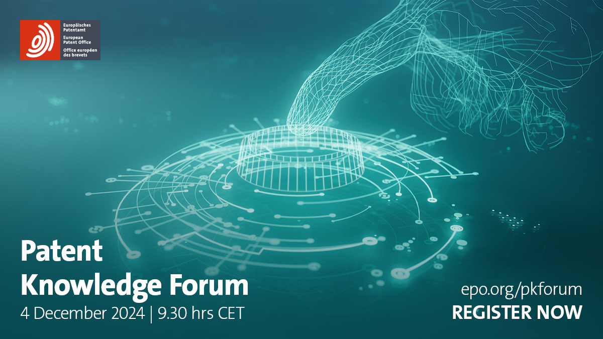 EPOorg's tweet photo. 📅 Are you getting the most out of patent data? Learn how EPO tools can help you innovate and bring your projects to the next level.  

🔗 Sign up for free: https://t.co/C5USqz6S7d

#PKForum #PatentIntelligence #PatentData https://t.co/E674WiX8G1