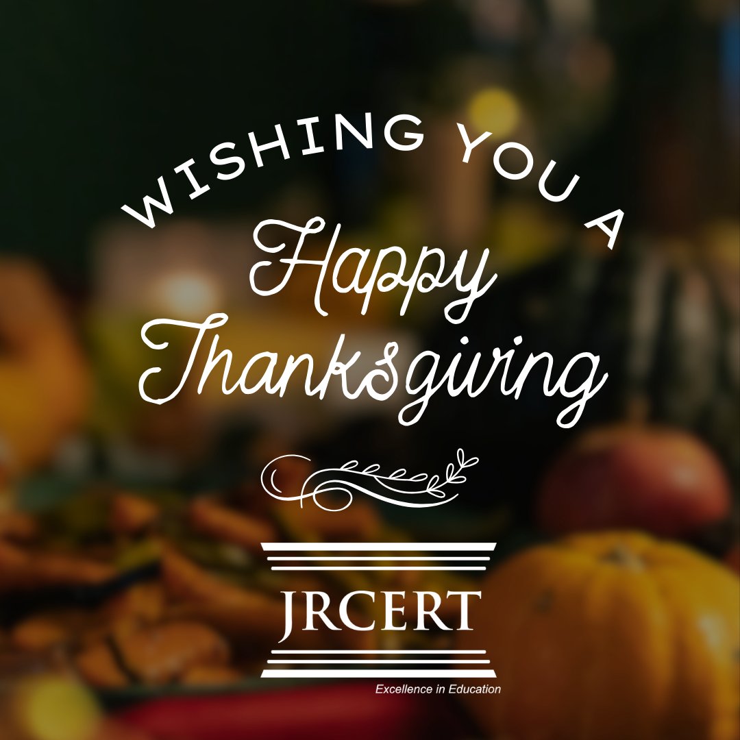 JRCERT_Official's tweet photo. Happy Thanksgiving from all of us at the JRCERT! We hope you enjoy the time with family and friends, and that your day is filled with gratitude and happiness! https://t.co/SV6LY4jAAL