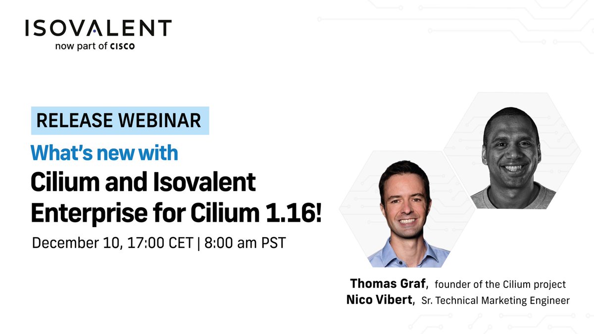 Isovalent Enterprise for Cilium 1.16 has arrived and it's bursting with new features! 🚀🎉 

New features include:
🔒 Selective encryption
🌐 Egress IPAM
🔄 Gateway API GAMMA for east-west traffic management

Register now: isovalent.site/3Z6uNi9 
#Cilium #eBPF