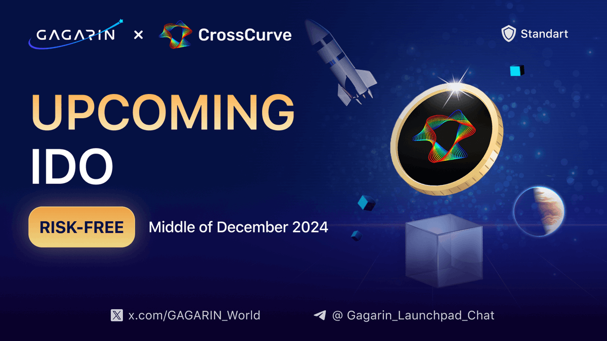 GAGARIN_World's tweet photo. 👀 Do not overlook CrossCurve [EYWA] IDO! 

🌐 @eywaprotocol is a cross-chain trading and yield protocol built on top of Curve, creating a unified cross-chain liquidity market by aggregating existing Curve pools (with over $2 billion in TVL).

✅Winning hackathons:

1st 🥇 in Paris blockchain week among 800 startups (Apr 2024), Ethglobal Marketmake, Polygon’s BUIDL IT hackathon, Metis hackathon

📈 Community: 250k+ on socials

🔋 Secured $5M+ from VCs: Fenbushi Capital, GBV Capital, Marshland Capital, Big Brain Holdings, Mulana Capital, and others.

👉🏻 Link to the sale:
https://t.co/ns7rG5X9k8

IDO Schedule

▫️Whitelisting: November 29, 07:00 - December 02, 06:00 UTC
▫️ Round 1 (for holders Gagarin): December 02, 09:00 - December 03, 12:00 UTC
▫️ Round 2: (FCFS for higher tiers): December 03, 12:00 - December 03, 16:00 UTC 
▫️ Round 2 (FCFS for everyone): December 03, 16:00 - December 05, 09:00 UTC 
▫️ TGE: Middle of December 2024

🔒 IDO is held under the Basic Protection System.
https://t.co/0xnmHbHFQx

▫️Lock +500 GGR for 0% fee participation in IDO. 
Buy $GGR:
https://t.co/Uexr3zperl
https://t.co/yzX9cBgaU1

#Gagarin #partners #CrossCurve #IDO