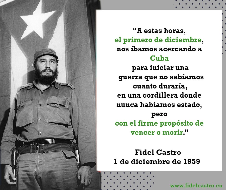 FSoldadodeIdeas's tweet photo. 📌#FidelCastro participa en actividades por conmemoración del desembarco del Granma en 1956: “A estas horas, nos íbamos acercando a Cuba para iniciar una guerra que no sabíamos cuanto duraría, pero con el firme propósito de vencer o morir.” 

👉https://t.co/Okcs94EPHa https://t.co/MZql1lbO6c