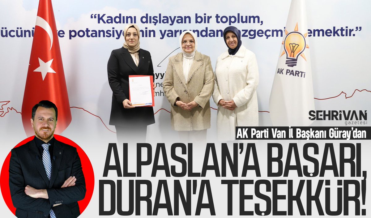 AK Parti Van İl Başkanı Emre Güray’dan
ALPASLAN’A BAŞARI, DURAN'A TEŞEKKÜR!

sehrivangazetesi.com/baskan-gurayda…
<a href="/emreguray65/">Emre Güray</a>