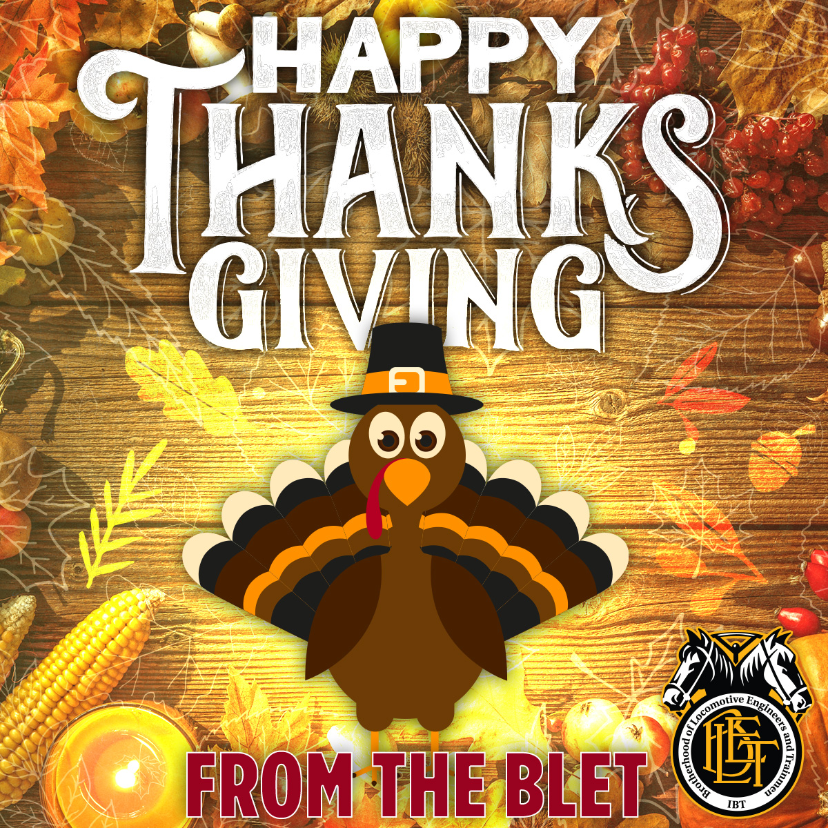 Happy Thanksgiving from the BLET National Division. May the warm glow of autumn surround you as you celebrate the holiday with family &amp; friends. 🦃
