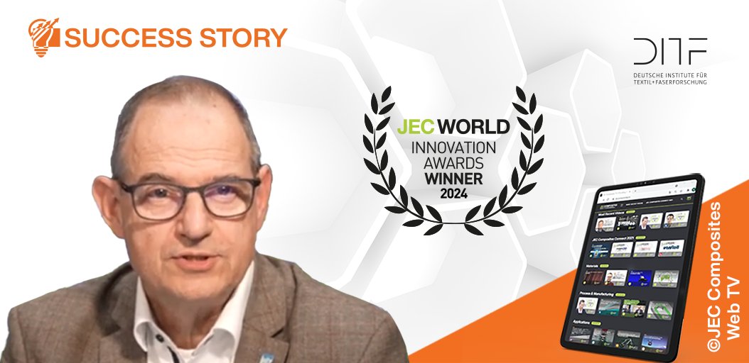 JECComposites's tweet photo. 2024 JEC Innovation Awards winner - Category Equipment Machinery &amp; Heavy Industries - Deutsche Institute für Textil- und Faserforschung Denkendorf

Watch the itw > https://t.co/xQNDpfFdH3

#JECinnovationawards #composites #productivity #cuttingtool #cfrp https://t.co/vDLLG31w2w