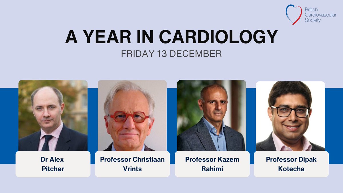 British Cardiovascular Society (@britishcardioso) on Twitter photo 🗓️2 weeks to go! 🗓️
Have you booked your place at our A Year in Cardiology course, taking place on Friday 13 December in London?
We're delighted to have guideline authors Dr Alex Pitcher, Professor <a href="/cvrints/">Christiaan JM Vrints</a> , Professor <a href="/kazemr/">Kazem Rahimi</a> and Professor Dipak Kotecha joining us to present 🗓️2 weeks to go! 🗓️
Have you booked your place at our A Year in Cardiology course, taking place on Friday 13 December in London?
We're delighted to have guideline authors Dr Alex Pitcher, Professor <a href="/cvrints/">Christiaan JM Vrints</a> , Professor <a href="/kazemr/">Kazem Rahimi</a> and Professor Dipak Kotecha joining us to present