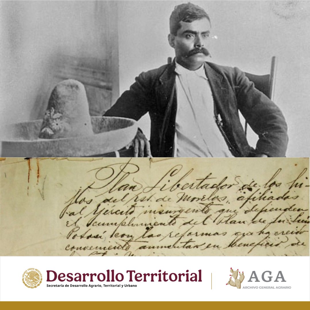 El  Plan de Ayala es un manifiesto político que proclamo #EmilianoZapata el 28 de noviembre de 1911, el objetivo de este escrito es la restitución de tierras a los campesinos que fueron despojados por los caciques y hacendados, (...)