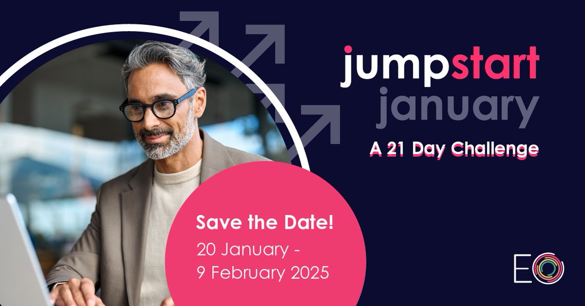 EntrepreneurOrg's tweet image. 📚 Save the Date! Jumpstart January is returning in 2025!
 
 Elevate your entrepreneurial journey with a 21-day virtual challenge designed to enhance your expertise.
 
🔗 Join the Interest List here: bit.ly/JumpstartJanua… 
 
 #EO #JumpstartJanuary #ThirstForLearning