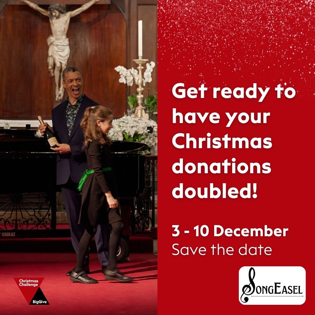Want to have your <a href="/SongEasel/">SongEasel</a>  donations doubled this Christmas? ⭐⭐
We’re joining @‌BigGive’s #ChristmasChallenge! That means from 3 to 10 December, you can make double the difference with one donation. Save the date now!
