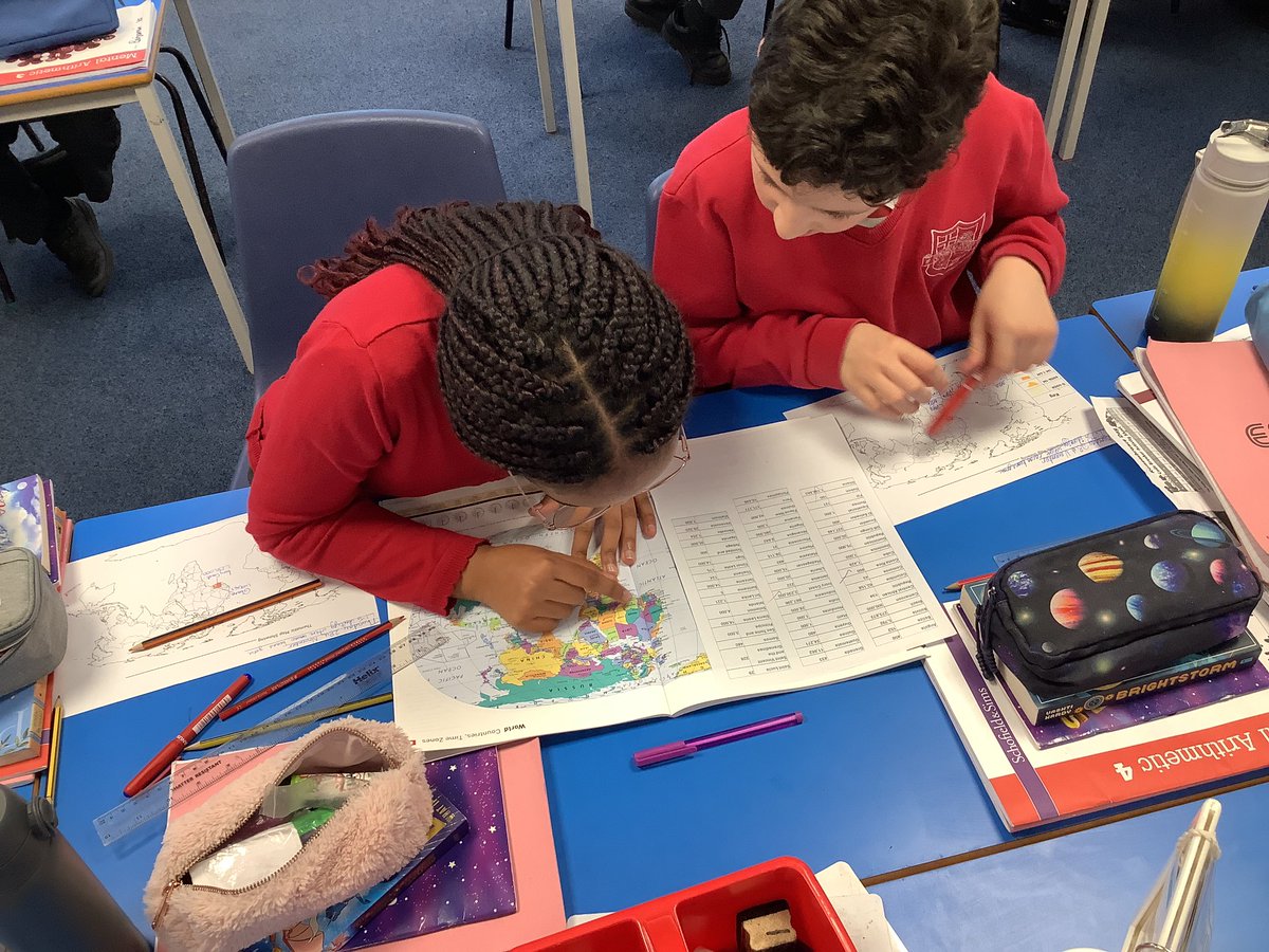Barfordstpeters's tweet photo. Year 5 combining maths skills of comparing numbers and geography skills of map work to create their own thematic maps, demonstrating where cocoa is grown around the world. #bspgeography #bspmaths https://t.co/7xr2LJDlYG