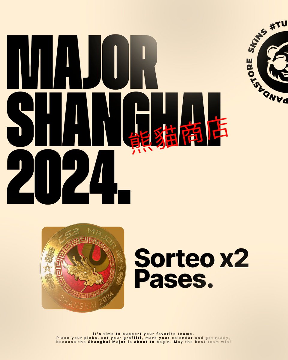 Panda Store (@pandastoreok) on Twitter photo 🎉 SORTEO MAJOR PASS 🎉
Dos ganadores, dos oportunidades de no pasar de la medalla de bronce (como yo el Major pasado)
Requisitos:
- Seguir a <a href="/PandaStoreok/">Panda Store</a>
- Darle RT
Se sortea mañana antes que arranque el Major 💜 🎉 SORTEO MAJOR PASS 🎉
Dos ganadores, dos oportunidades de no pasar de la medalla de bronce (como yo el Major pasado)
Requisitos:
- Seguir a <a href="/PandaStoreok/">Panda Store</a>
- Darle RT
Se sortea mañana antes que arranque el Major 💜