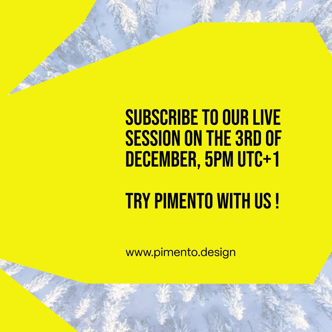 PimentoDesign's tweet image. 🎨  Learn how to produce Christmas branded visuals in seconds, join our webinar on December 3rd!🔎 What you’ll learn:  

- Create holiday visuals featuring your product 
- Design a character in a festive holiday setting  

👉app.livestorm.co/zoe-pimento/pi…👈