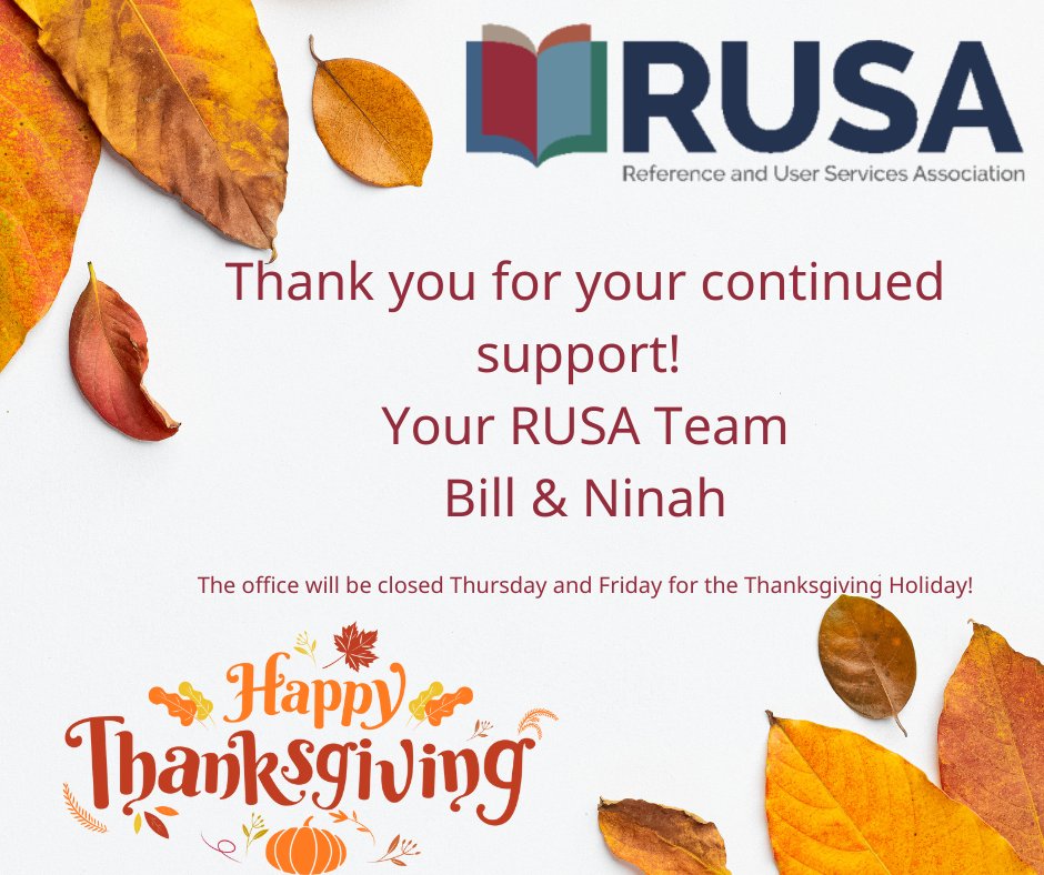 Thank you for your continued support of RUSA!