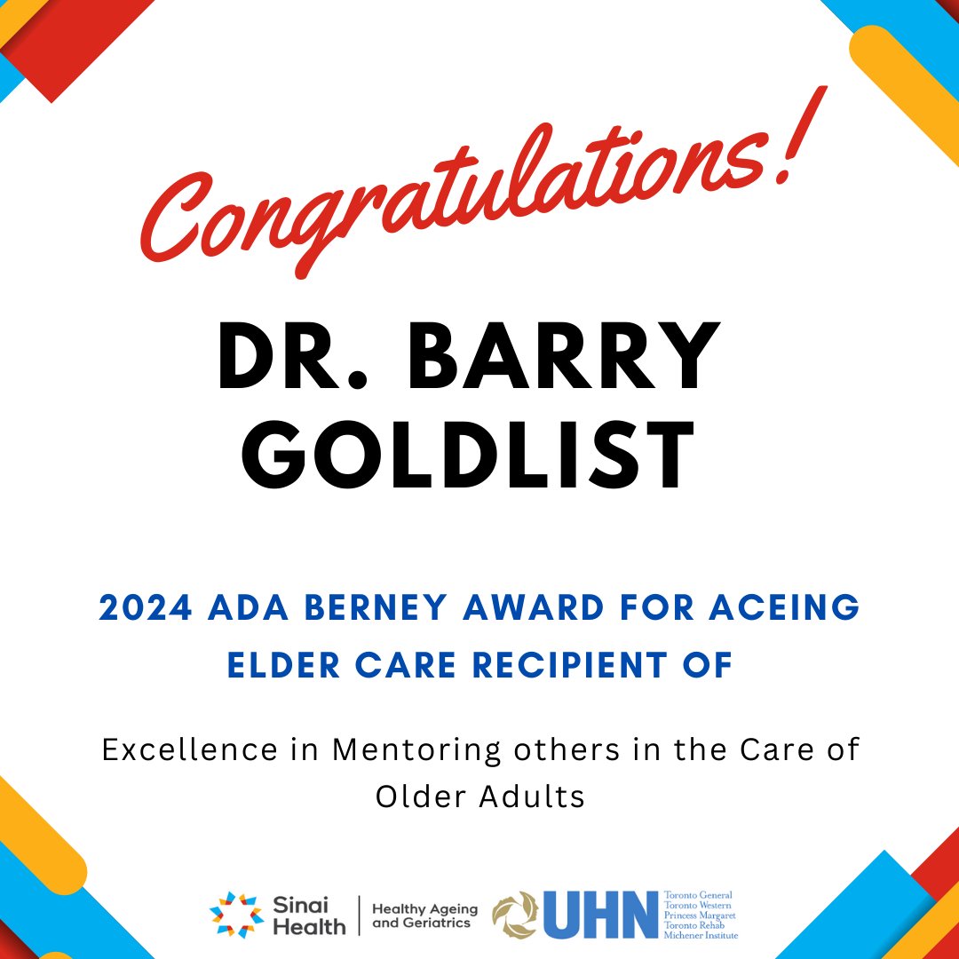 Sinai/UHN Healthy Ageing and Geriatrics Program (@sinaigeriatrics) on Twitter photo ✨ Congratulations to our very own Dr. Barry Goldlist (<a href="/BJGoldlist/">Barry Goldlist</a>) on receiving the 2024 Ada Berney Award for excellence in mentoring others in the care of older adults; keep up the great work! ✨ Congratulations to our very own Dr. Barry Goldlist (<a href="/BJGoldlist/">Barry Goldlist</a>) on receiving the 2024 Ada Berney Award for excellence in mentoring others in the care of older adults; keep up the great work!
