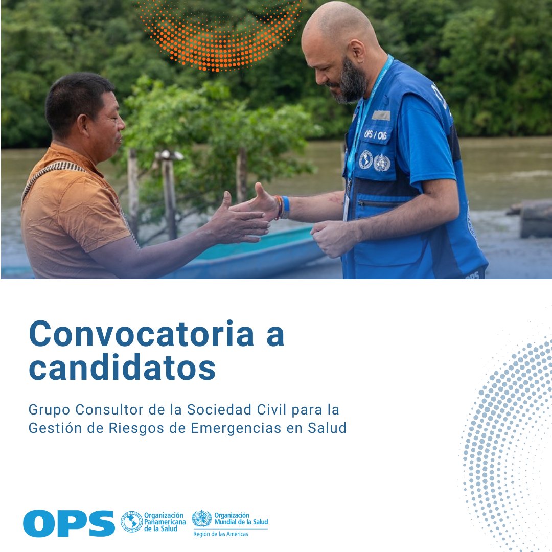 PAHOemergencies's tweet photo. La OPS invita a todas las Organizaciones de la Sociedad Civil a aplicar para ser parte del Grupo Consultor de la Sociedad Civil para la Gestión de Riesgos de Emergencias en Salud.

Aplica antes del 15 de diciembre de 2024.

https://t.co/5pNs03RIwf https://t.co/Gbj47jRj5W