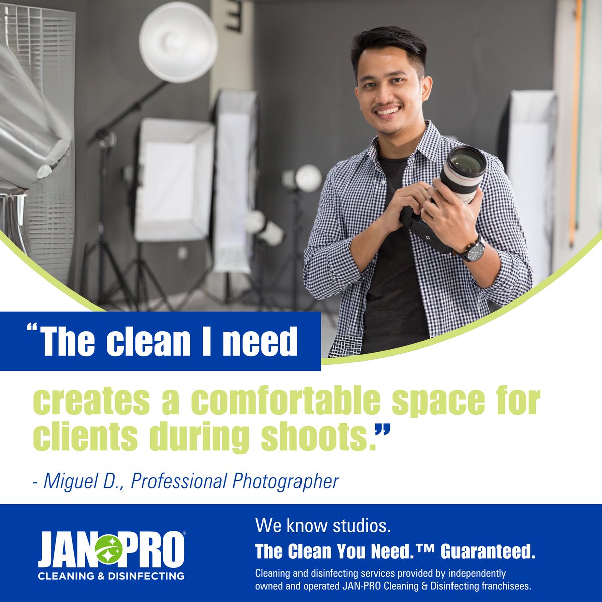 jp_jacksonville's tweet photo. In the world of photography, a clean studio isn’t just a detail—it’s the foundation for capturing beautiful moments! Trust JAN-PRO Cleaning &amp; Disinfecting® to create a positive and productive atmosphere that enhances the experience for both photographers and clients! https://t.co/dltiGZgCWI