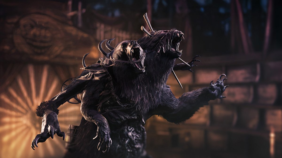 Orphaned bear cubs, conjoined and outcast.

Their gentle nature corrupted by the foul whispers of the HelioStone, transformed into a ruthless and sadistic beast. Driven by an insatiable greed, a new monster awaits you in the ring.