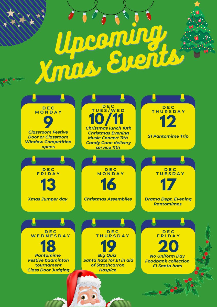 Our Christmas events and activities can be seen on the image below. A lot going on over the next few weeks!