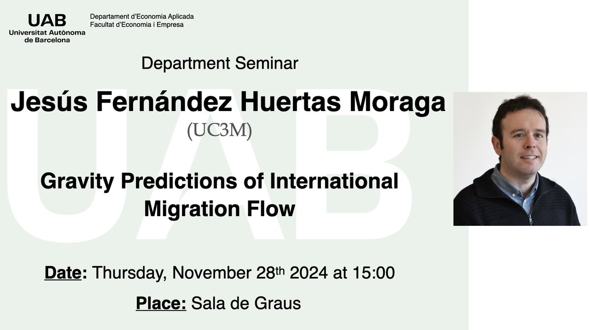 Today we have Jesus Fernandez Huertas in our Department Seminar

🕐 15:00
📍 Sala de Graus