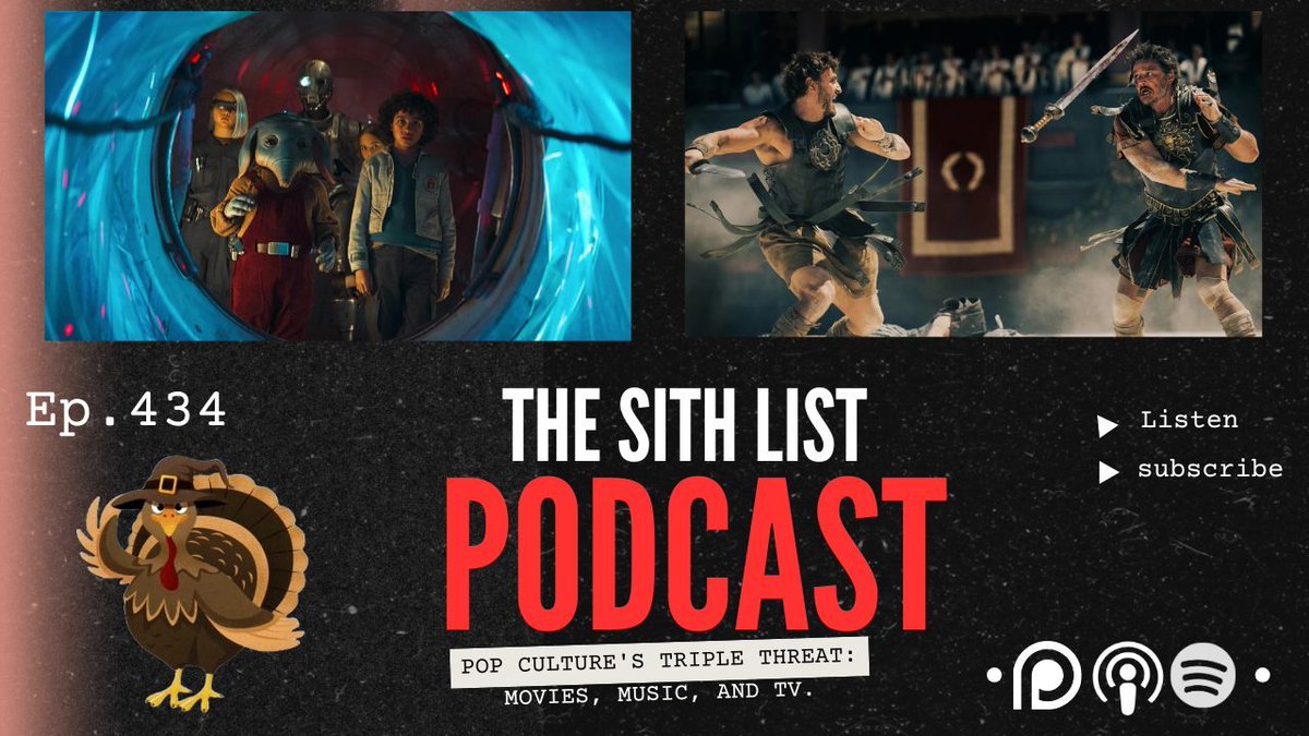 𝙏𝙃𝙀 𝙎𝙄𝙏𝙃 𝙇𝙄𝙎𝙏 - IRAJ - (@thesithlist) on Twitter photo HAPPY THANKSGIVING! TSL 434 is out and we're GOBBLING 🦃up all #SkeletonCrew action! Also we talk #Gladiator2 #WickedMovie #Siloseason2 #Yellowstone and more!
<a href="/Lesismore78/">Les Gonzalez</a> <a href="/TomChansky/">Tom Chansky is on Bsky Instead</a> <a href="/ericstrothers/">Eric Strothers</a> <a href="/TheSithlistBoo/">Carlos Boo Arguello</a> <a href="/CursingUser/">Randy is bored</a>
👉🏽 buff.ly/3SDaC9G HAPPY THANKSGIVING! TSL 434 is out and we're GOBBLING 🦃up all #SkeletonCrew action! Also we talk #Gladiator2 #WickedMovie #Siloseason2 #Yellowstone and more!
<a href="/Lesismore78/">Les Gonzalez</a> <a href="/TomChansky/">Tom Chansky is on Bsky Instead</a> <a href="/ericstrothers/">Eric Strothers</a> <a href="/TheSithlistBoo/">Carlos Boo Arguello</a> <a href="/CursingUser/">Randy is bored</a>
👉🏽 buff.ly/3SDaC9G