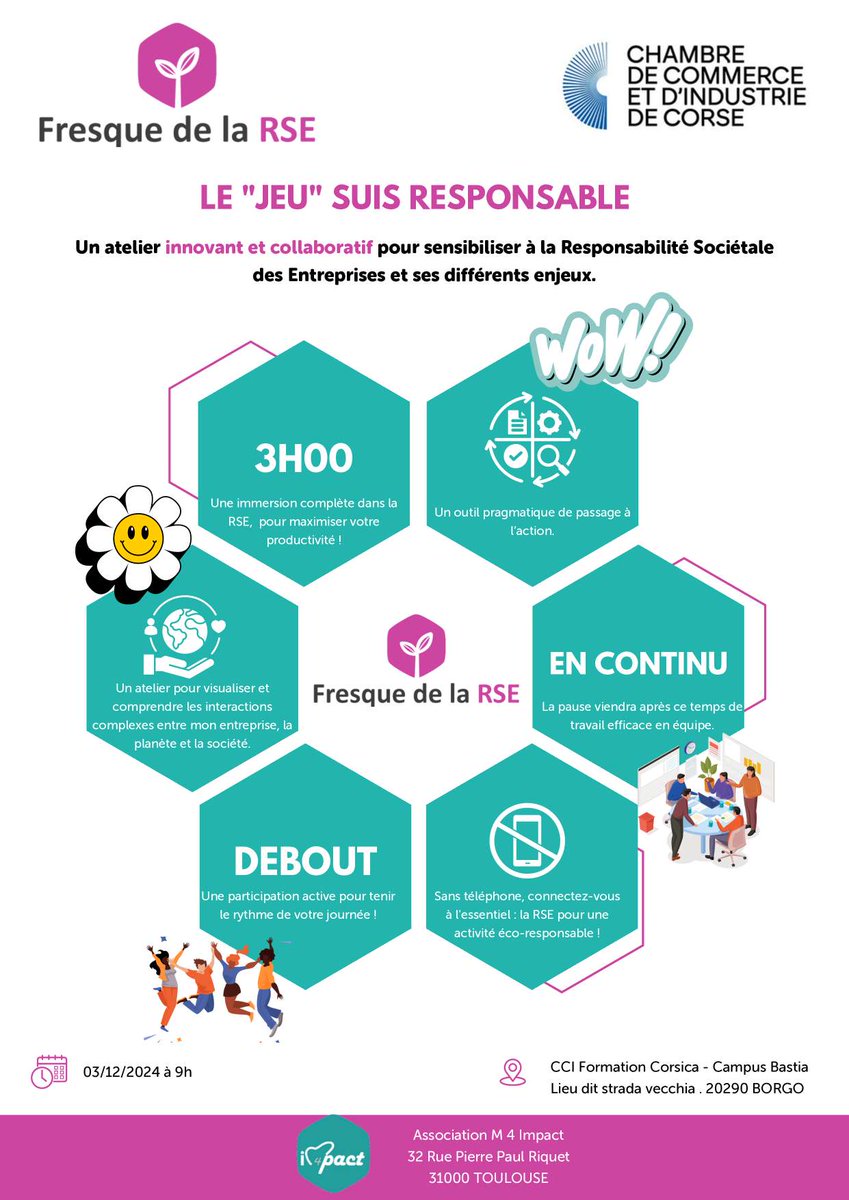 Rejoignez le Club Les entreprises s'engagent de Haute-Corse et venez participer à cet atelier innovant et collaboratif !
📅 Mardi 3 décembre, de 9h à 12 h
📍CCI Formation Corsica, Campus de Borgo
Inscription :  s1.sphinxonline.net/surveyserver/s… 1/2
