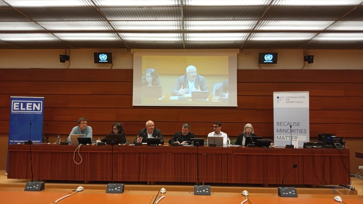 Packed ELEN-ECMI side-event on minoritised languages in public spaces with UN Special Rapporteur for Minorities, Nicolas Levrat, at today’s #UNFMI2024. #ELEN2024 <a href="/UN_SPExperts/">UN Special Procedures</a>
