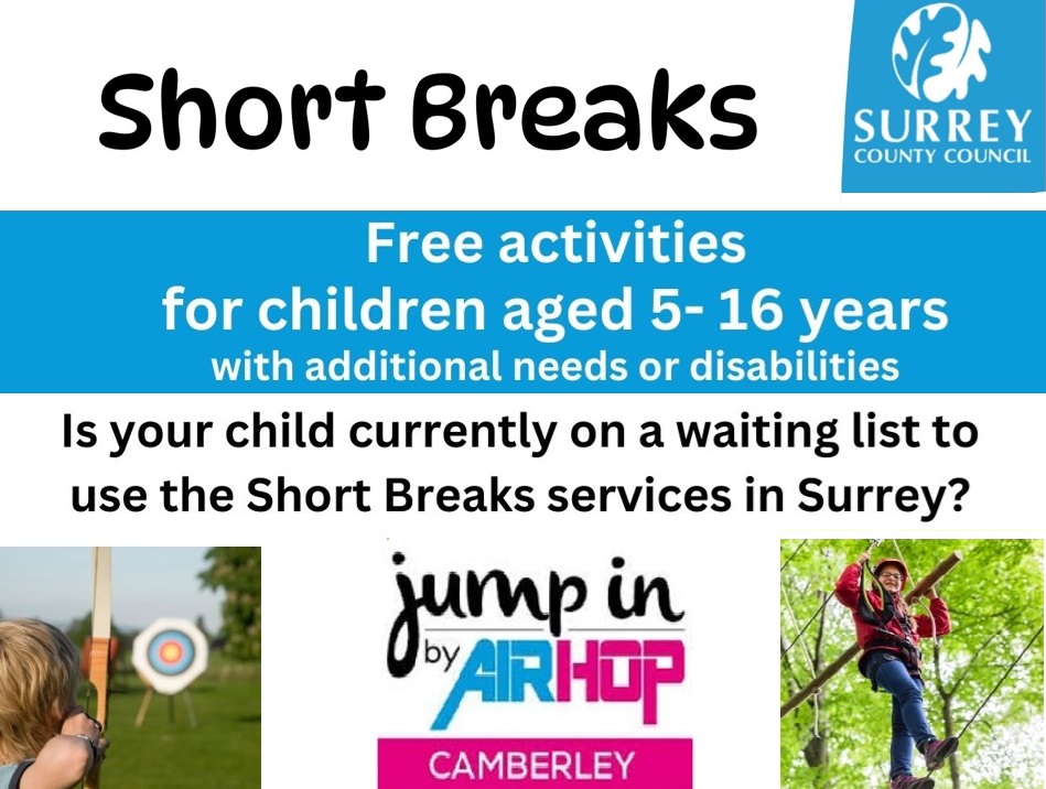 SurreySENDLO's tweet photo. Surrey Short Breaks have announced some exciting free activities for families who are not receiving any support from their service or who are on waiting lists for registered Surrey Short Break providers. For further details, including how to register: https://t.co/7MUhZW291y https://t.co/KZ3PoGjP9Z