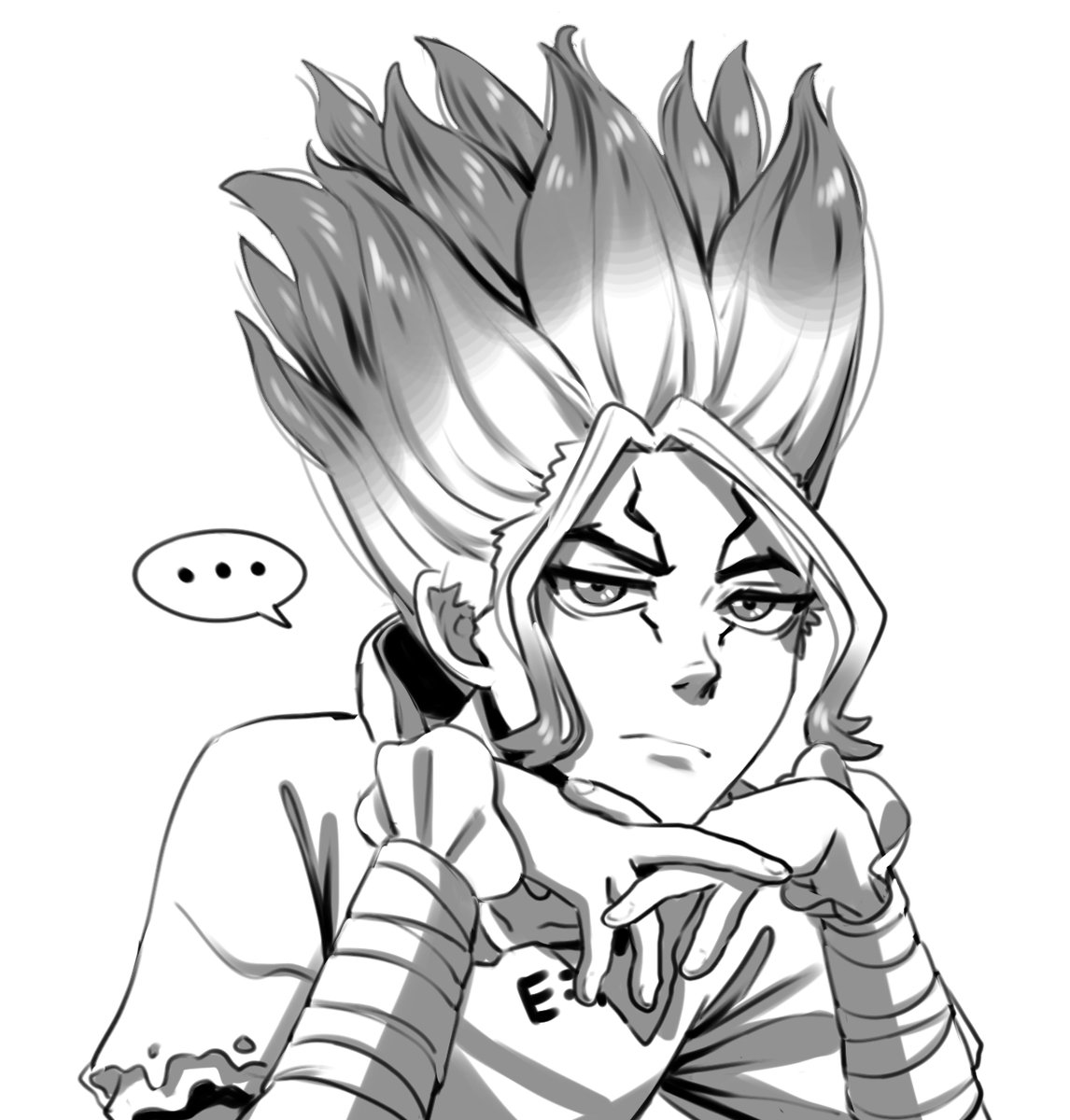 Senku judging you 👁️👁️ (you probably mistook magnesium and manganese or something) 
Sketch practice~ 