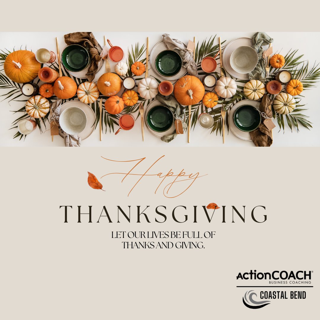 actioncoachcb's tweet photo. We are so thankful to you, our clients - our friends, for your unwavering support. It's a privilege to be a part of your business journey, and witness your professional successes. This Thanksgiving, may your homes be filled with laughter and grateful hearts. https://t.co/1g0BbSmhvm