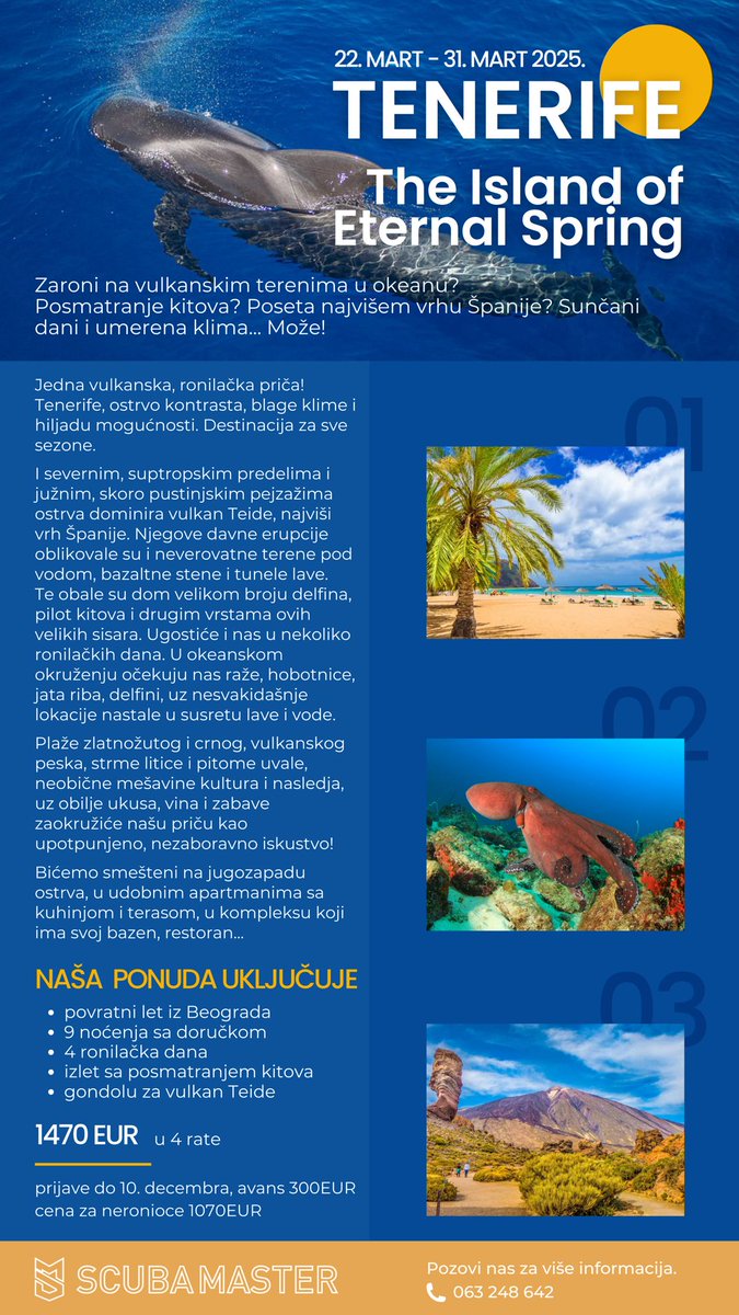 _scubamaster_'s tweet photo. 22-31. mart 2025.
Jedna vulkanska, ronilačka priča! 
Tenerife, ostrvo kontrasta, blage klime i hiljadu mogućnosti. 
Broj mesta ograničen.
Prijavi se! https://t.co/JB3mHZIlVp