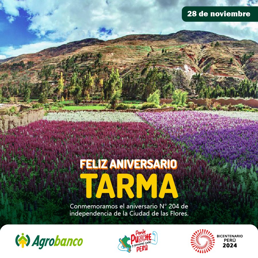 En sus 204 años de independencia de la Intendencia de Tarma, Agrobanco reafirma su compromiso impulsando a los pequeños productores agropecuarios de esta provincia. 💚
