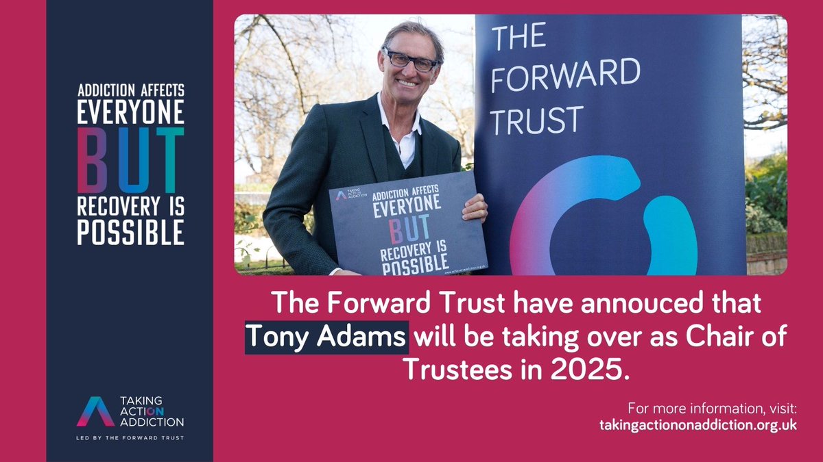 ActionAddiction's tweet image. Exciting Partner News! 🚨

The @ForwardTrust announced today (28th November) that footballing legend @TonyAdams has been appointed as their incoming Chair of Trustees.🎉

More info here: takingactiononaddiction.org.uk/news/tony-adam…

#RecoveryIsPossible #TakingActionOnAddiction