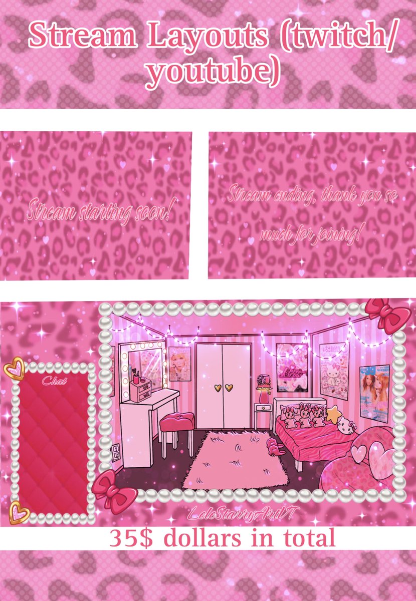 lelestarryart's tweet photo. Hiiii guys!!Just opened up my twitch/YouTube stream layouts commissions for these prices!! If interested do let me know in DMS ๐๐
#VTuberart #comissionsopen #streamlayouts https://t.co/3NBSdXAKUW