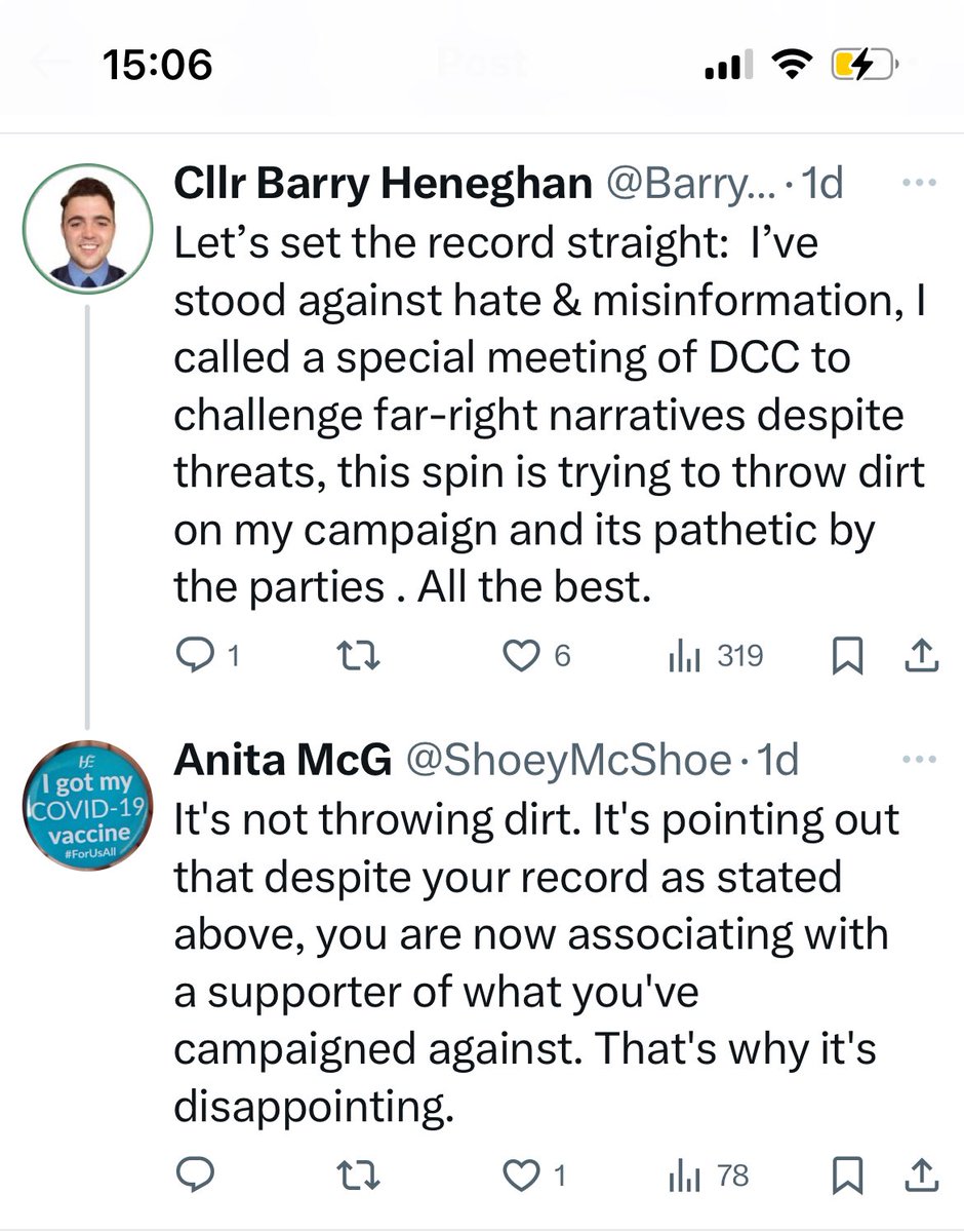 Yesterday, my wife tweeted a single line about a local Dublin Bay North election candidate Barry Heneghan, pretty mildly expressed, and received a weird defensive blast reply from him.

He wasn’t going to get my No 1, but now he’s not getting single digits.