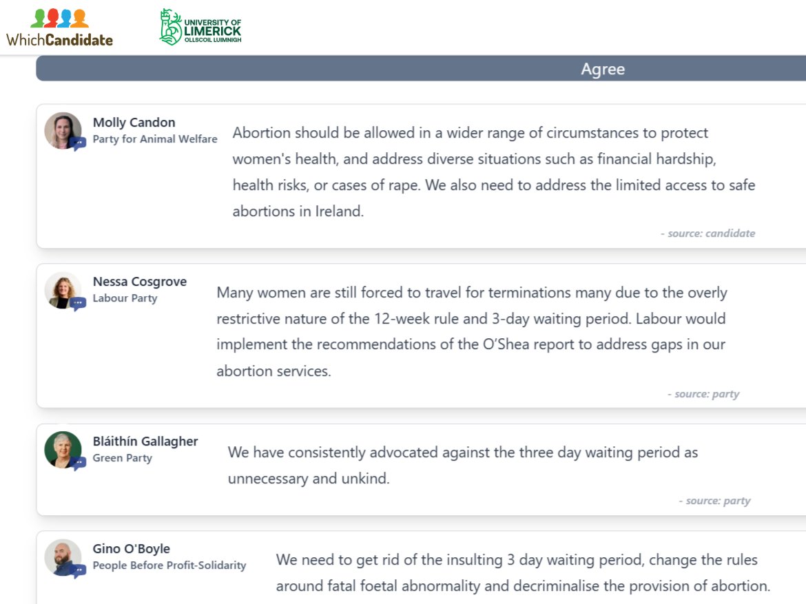 Leitrim4Choice's tweet photo. A reminder...

When asked whether abortion should be allowed in a wider range of circumstances, only four candidates agreed: 

Molly Candon, 
Nessa Cosgrove, 
Bláithín Gallagher, 
Gino O'Boyle.  

#VoteProChoiceGE24 https://t.co/nRoGG4nzSH